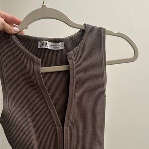 Zara Chocolate Ribbed Knit Tank